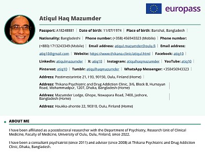 Curriculum vitae (CV) of Atiqul Haq Mazumder