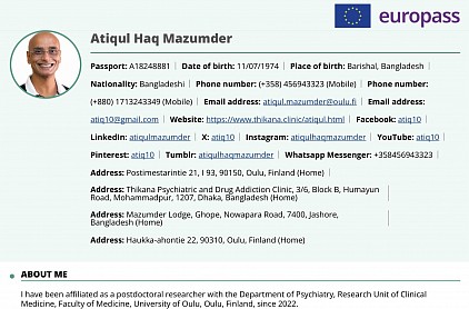 Curriculum vitae (CV) of Atiqul Haq Mazumder